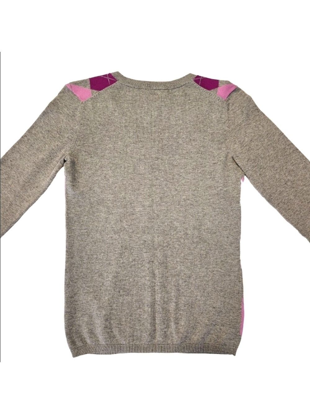Tommy Hilfiger Y2K Argyle V-Neck Sweater Light Academia Pima Cotton Pink Small - Picture 3 of 8